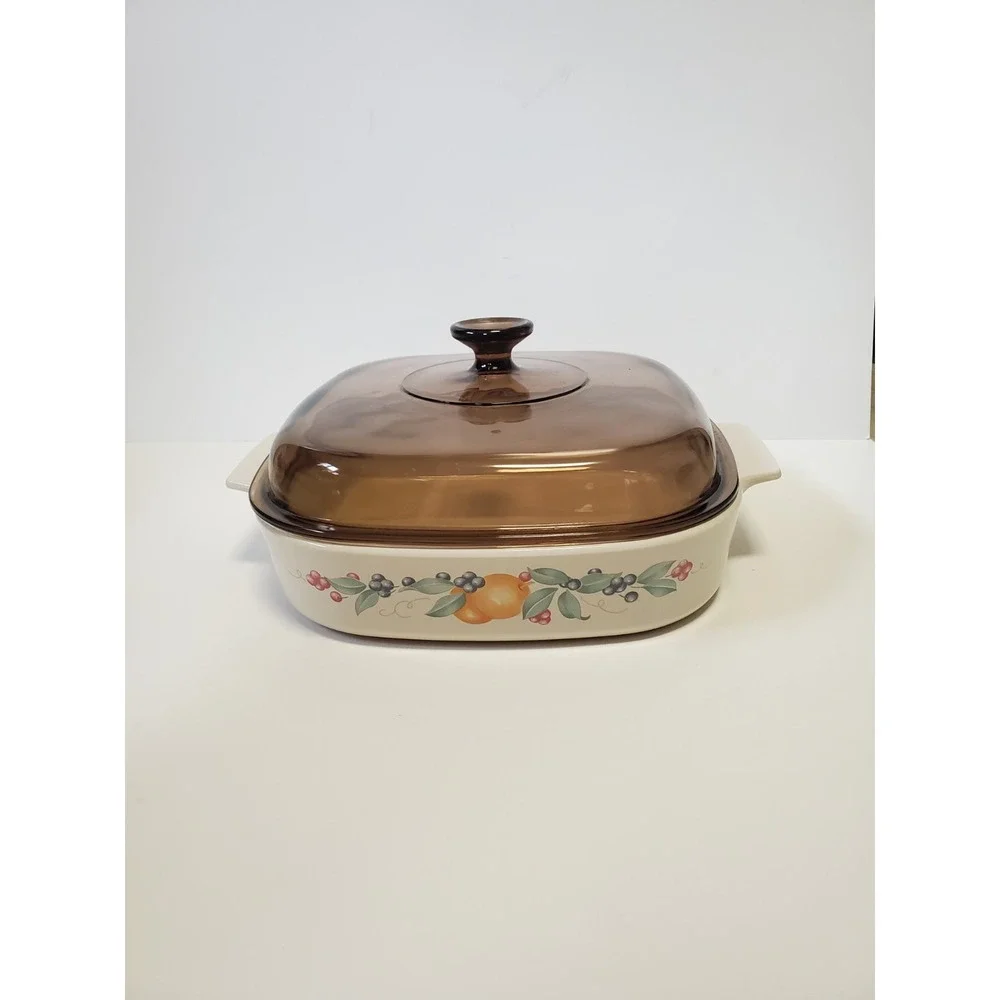 Vintage Corning Ware Abundance 6Pc Casserole Set Pyrex Lids USA Made Cottagecore